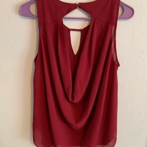 Cute Lace Red Tank Top w Open Back